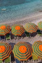 Sunshades at the beach of Monterosso, Cinque Terre, Italy