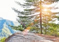 Sunshin in the morning on top mountine in Bhutan.