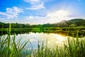 Sunshine blue sky and river