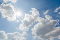 Sunshine on blue sky with white cloud Royalty Free Stock Photo