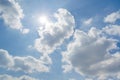 Sunshine on blue sky with white cloud Royalty Free Stock Photo