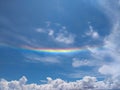 Sunshine clouds sky during morning background. Sky in a morning in Salinas Grandes, Argentina. Bright colors. Clouds and a rainbow Royalty Free Stock Photo