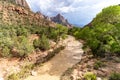 View of The Watchman rock formation along the Virgin River in UtahÃ¢â¬â¢s Zion National Park Royalty Free Stock Photo