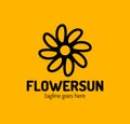 Sunshine creative symbol concept. Sunlight, solarium, sunblock cream, protection screen abstract business logo. Summer flower