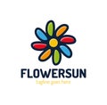 Sunshine creative symbol concept. Sunlight, solarium, sunblock cream, protection screen abstract business logo. Summer flower