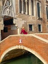 Sunshine day near canal in venice Royalty Free Stock Photo