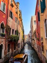 Sunshine day near canal in venice