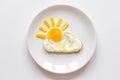 Sunshine fried eggs breakfast for kid on white background Royalty Free Stock Photo