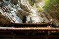 Sunshine hitting the ancient wooden temple roof at the Bich Dong Pagoda, Tam Coc Royalty Free Stock Photo