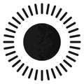 Sunshine icon. Black sun sign. Solar symbol