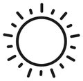 Sunshine icon. Hot summer sun linear symbol