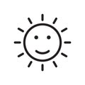 Sunshine icon in line vector, sun character isolated icon, sun summer weather symbol