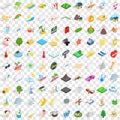 100 sunshine icons set, isometric 3d style Royalty Free Stock Photo