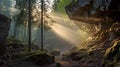 Sunshine Illuminating Forest Cave: A Captivating Nature Photograph