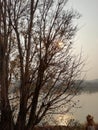 Sunshine morning In temple over Maekhong riverside