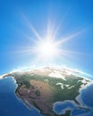 Sunshine over the Earth. North America, USA and Canada