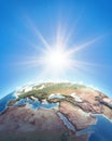 Sunshine over the Earth. Western Europe, North Africa and Middle East