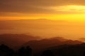 Sunshine over the fog hill, northern Thailand Royalty Free Stock Photo