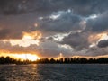 Sunshine after the rain on Ketelmeer lake, Flevoland, Netherlands Royalty Free Stock Photo