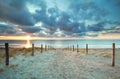 Sunshine on sand path to sea beach Royalty Free Stock Photo