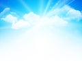 Sunshine Sky, Abstract Blue Clouds Background