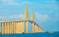 Sunshine Skyway Bridge spanning the Lower Tampa Bay and connecting Terra Ceia to St. Petersburg, Florida, USA. Day photo. Ocean or