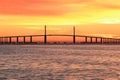 Sunshine Skyway bridge at sunrise Royalty Free Stock Photo