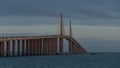 Sunshine Skyway Bridge under sunset glowing lights - 2 Royalty Free Stock Photo