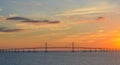 Sunshine Skyway Bridge Silhouette on Tampa Bay, Florida Royalty Free Stock Photo