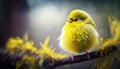 Sunshine Song: A Lively Yellow Canary on a Bright Forest Day. Generative AI