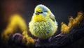 Sunshine Song: A Lively Yellow Canary on a Bright Forest Day. Generative AI