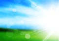 Sunshine spring background with green maedow