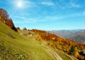 Sunshiny autumn Carpathian mountain, Rakhiv, Ukraine