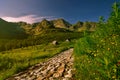 Sunsrise in the Gasienicowa valley. Tatra mountain Royalty Free Stock Photo