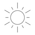 Sunt thin line icon. Outline bector illustration isolated on white. Summer symbol