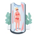 Suntanning flat color vector character Royalty Free Stock Photo