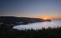 Sunup on calamosca beach from capo sant`Elia lighthouse