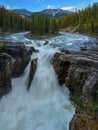 The Sunwapta Falls at the Icefields Parkway, Jasper National Park, Alberta, Canada Royalty Free Stock Photo