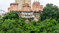 The Sunway Lagoon logo at the rock wall at water park in Bandar Sunway Royalty Free Stock Photo