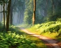 Suny day in the forest - AI generated artwork