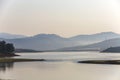 Suoi Vang lake with pine tree in the morning