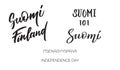 Suomi, Finland, ndependence day on finnish, Lettering set.