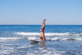 Headstand on SUP Royalty Free Stock Photo