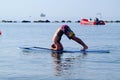 Yoga on stand up paddle board Royalty Free Stock Photo