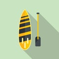 Sup surfboard icon flat vector. Board paddle
