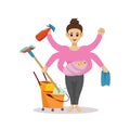 Super mom concept mascot design illustration Royalty Free Stock Photo