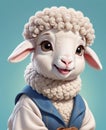 A super adorable anthropomorphic little lamb, wearing a smile, looking at you. Royalty Free Stock Photo