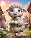 A super adorable anthropomorphic little lamb, wearing a smile, looking at you. Royalty Free Stock Photo