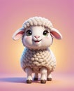 A super adorable anthropomorphic little lamb, wearing a smile, looking at you. Royalty Free Stock Photo