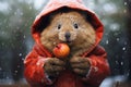 adorable baby quakka in snow